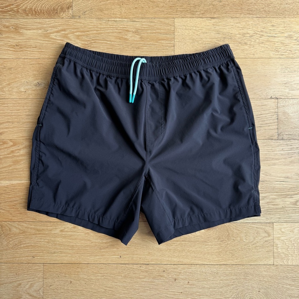 Men's Myles Athletic Shorts - Black with Aqua Drawstring